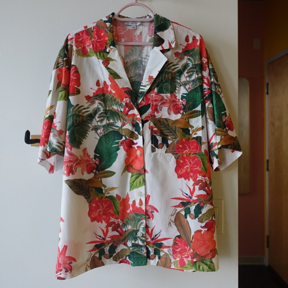 Gianni Bini Thea Camp Shirt XS S Medium M SM Small Hawaiian Tropical Bliss vacay